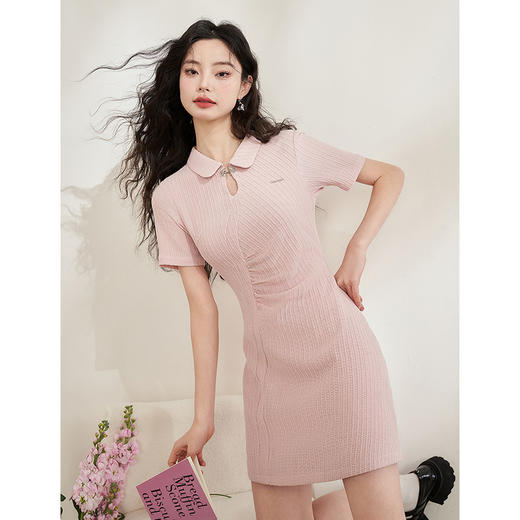 Polo领辣妹连衣裙女春季新款收腰镂空抽褶短裙V0440284 商品图0