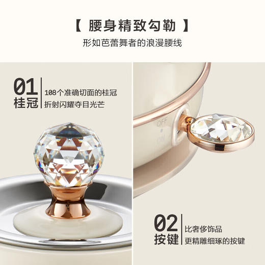 北鼎 Buydeem K208炫彩全304不锈钢电水壶 香槟黄【HSZG10.0】 商品图3