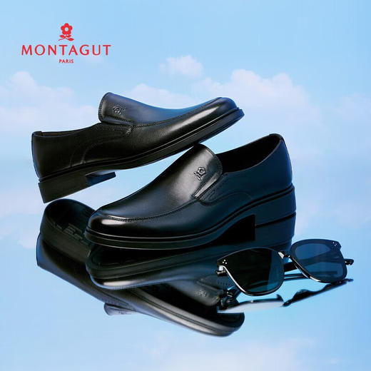 梦特娇正装皮鞋商务休闲套脚头层牛皮一脚蹬舒适皮鞋 商品图0