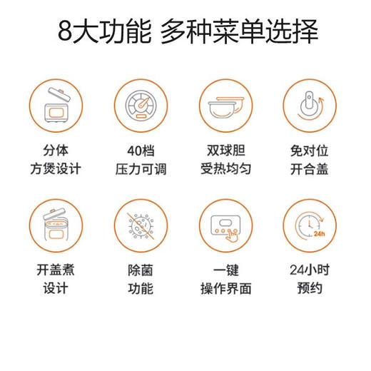 九阳电压力煲(双胆) 型号:Y60C-B562 商品图2