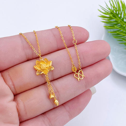 【限时克减150元】足金999 #两世欢 #小红书 5G黄金调节两世欢套链莲蓬莲蕊流苏莲花套链(AG5GTL00275)（预售产品下单后不退款不退货不换货不补差价） 商品图3