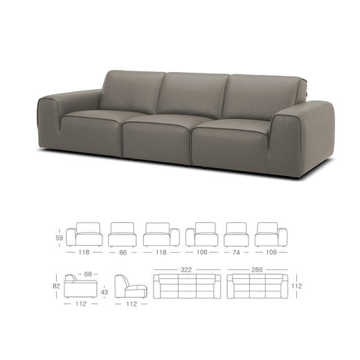 顾家家居整装 现代意式 皮艺沙发 KZ.1039(B) 黑曜 商品图8