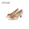 Dfuse迪芙斯2024春季新款拼色蝴蝶结麻布通勤细高跟鞋DF41111022 商品缩略图4