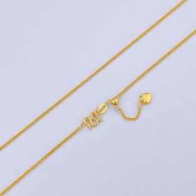 【限时克减150元】足金999 (足金999字印)5G黄金心尾款抽拉调节方肖邦链项链(5GXL00072-01)（预售产品下单后不退款不退货不换货不补差价）