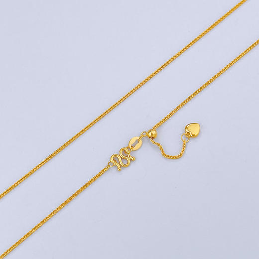 【限时克减150元】足金999 (足金999字印)5G黄金心尾款抽拉调节方肖邦链项链(5GXL00072-01)（预售产品下单后不退款不退货不换货不补差价） 商品图0