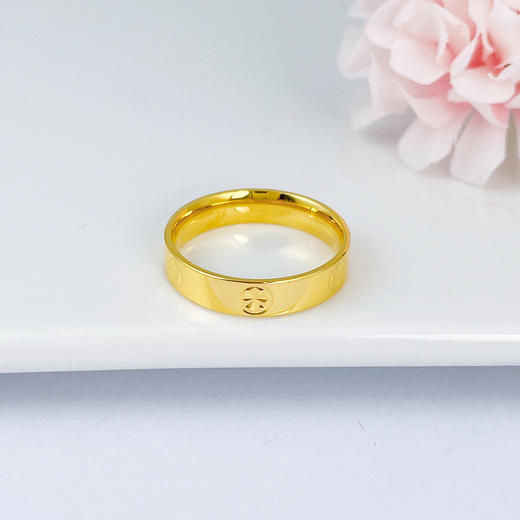 【限时克减150元】足金999.9 【精品】实心固口螺丝纹镜面金圈戒米字纹圈戒（面宽约3.7-4.1mm）(AIJZ00013)（预售产品下单后不退款不退货不换货不补差价 商品图1