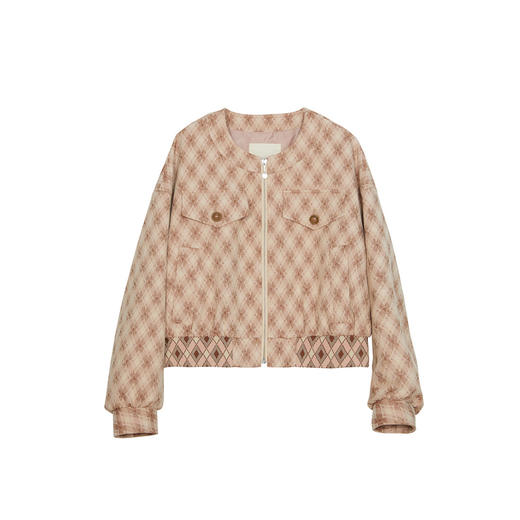 谜底短款外套女2024春新款时尚气质提花圆领宽松夹克衫241MW0121 商品图4