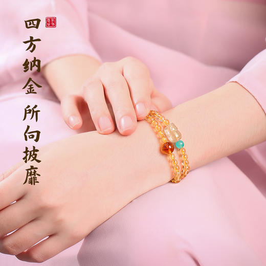 【事业】灵机吉品 貔貅黄水晶双圈手链 多圈手串黄色水晶手串 商品图1