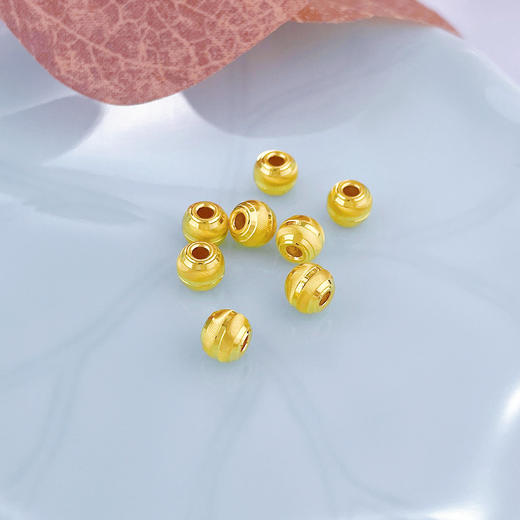 【限时7.5折】【定价黄金】足金 【无成色字印】3D硬金散珠转运珠猫眼珠转运珠手串（约5.7*4.8mm，8粒/件）(V3DSC00261)（预售产品下单后不退款不退货不换货不补差价） 商品图1