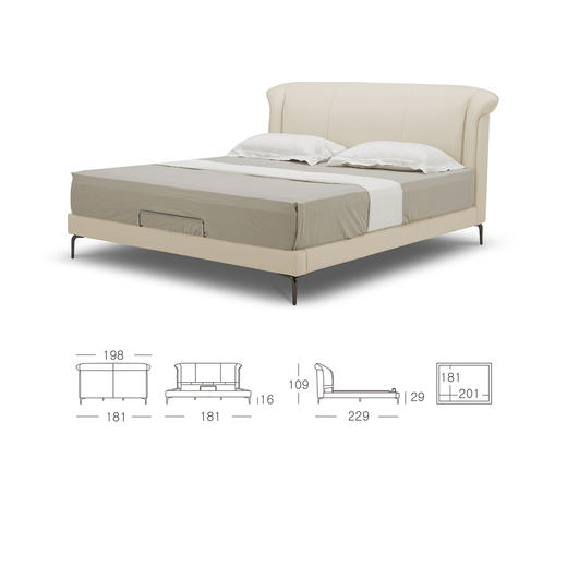 顾家家居整装 意式轻奢 皮艺软床 KZ.B1039 诺拉 商品图3