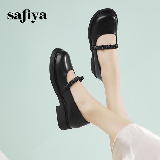 Safiya/索菲娅2024春季学院风娃娃头一字带百搭浅口玛丽珍单鞋 SF41111411 商品图4