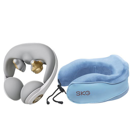 SKG 揉捏颈椎按摩仪 N5系列2代月光白颈部按摩仪脖子肩颈颈椎护颈仪热敷物理环颈揉捏+SKG 热敷枕 BP3（无按摩）【HSZG10.0】 商品图0