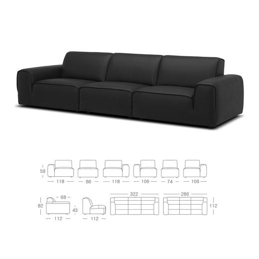 顾家家居整装 现代意式 皮艺沙发 KZ.1039(B) 黑曜 商品图4