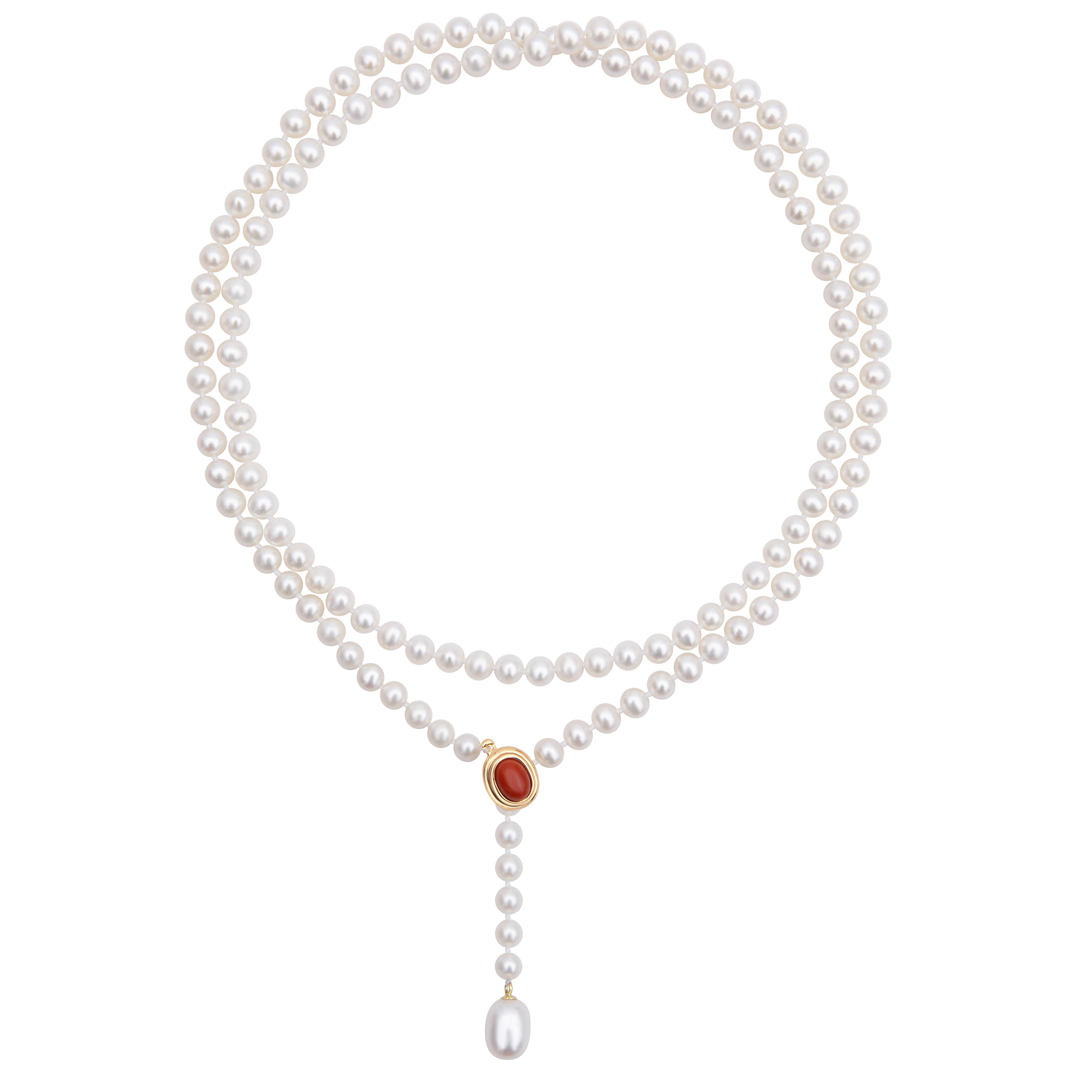 南红小团圆 经典珍珠项链3号（长链、短链）