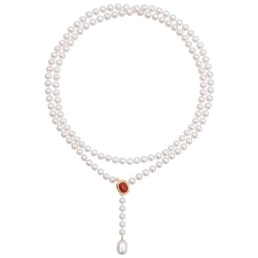 南红小团圆 经典珍珠项链3号（长链、短链） 商品图0