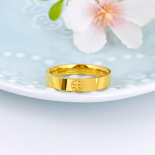 【限时克减150元】足金999 (足金999字印)5G黄金空心固口螺丝纹圈戒米字纹圈戒（面宽约3.7-4.1mm）(5GJZ00736)（预售产品下单后不退款不退货不换货不补差 商品图0