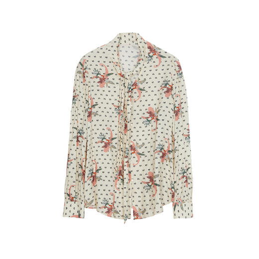 谜底花衬衫长袖女2024春季新款复古文艺系带V领亲肤衬衣241MC0050 商品图4