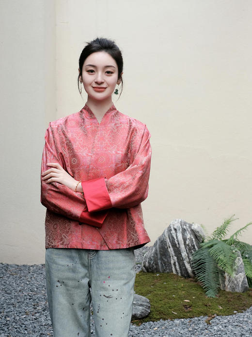 盛唐牡丹 |宋锦八达晕纹交叉外套 商品图2