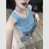 【孤品样衣，不退不换】【闪蝶少女】复古银色钻字母圆领吊带背心2024新款女 商品缩略图3