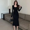 2025早春【新款甜辣酷连衣裙 法式气质】修身显瘦 黑色长款鱼尾裙子女装 商品缩略图1