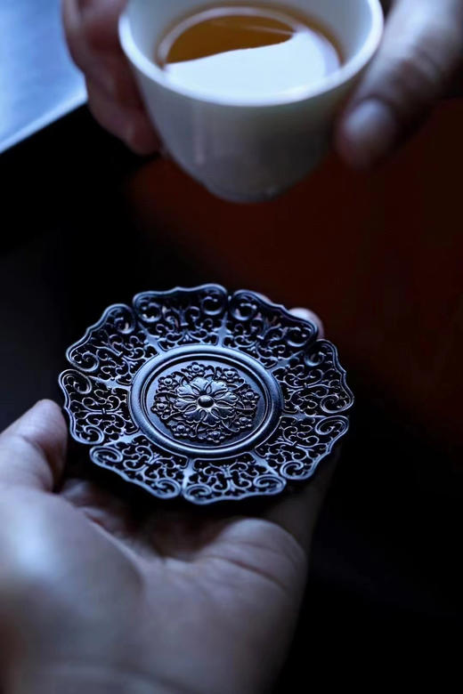 锦绣繁花°缠枝莲纹紫光檀杯垫杯托  6个/套 商品图1