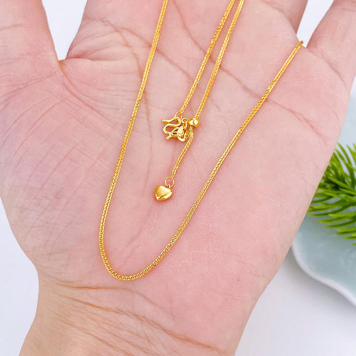 【限时克减150元】足金999 (足金999字印)5G黄金心尾款抽拉调节方肖邦链项链(5GXL00072-01)（预售产品下单后不退款不退货不换货不补差价） 商品图2