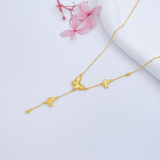 【限时克减150元】足金999 #九紫离火 5G黄金调节AB链车花蝴蝶流苏套链蝴蝶套链(AG5GTL00285)（预售产品下单后不退款不退货不换货不补差价 商品图0