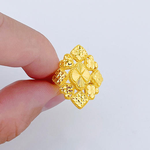 【限时克减150元】足金999.9 活口超薄夸张戒车花菱形女戒(AF020JZ00061)（预售产品下单后不退款不退货不换货不补差价 商品图2