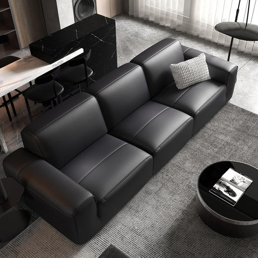 顾家家居整装 现代意式 皮艺沙发 KZ.1039(B) 黑曜 商品图2