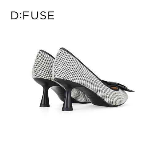 Dfuse迪芙斯2024春季新款拼色蝴蝶结麻布通勤细高跟鞋DF41111022 商品图2