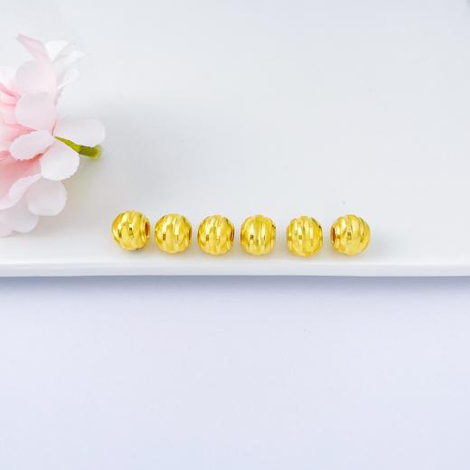 【限时克减150元】足金 【无成色字印】3D硬金散珠转运珠猫眼珠转运珠手串(V3DSC00275)(共计6颗）（预售产品下单后不退款不退货不换货不补差价） 商品图0