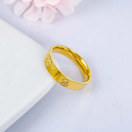 【限时克减150元】足金999.9 【精品】实心固口螺丝纹镜面金圈戒米字纹圈戒（面宽约3.7-4.1mm）(AIJZ00013)（预售产品下单后不退款不退货不换货不补差价 商品图0