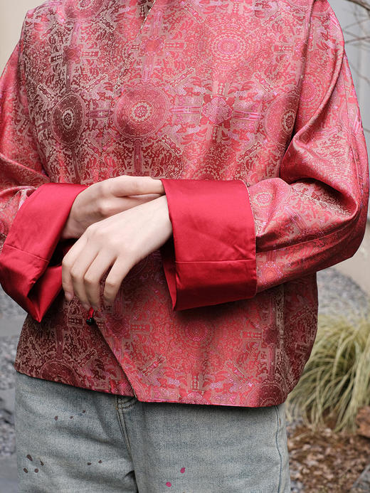 盛唐牡丹 |宋锦八达晕纹交叉外套 商品图9