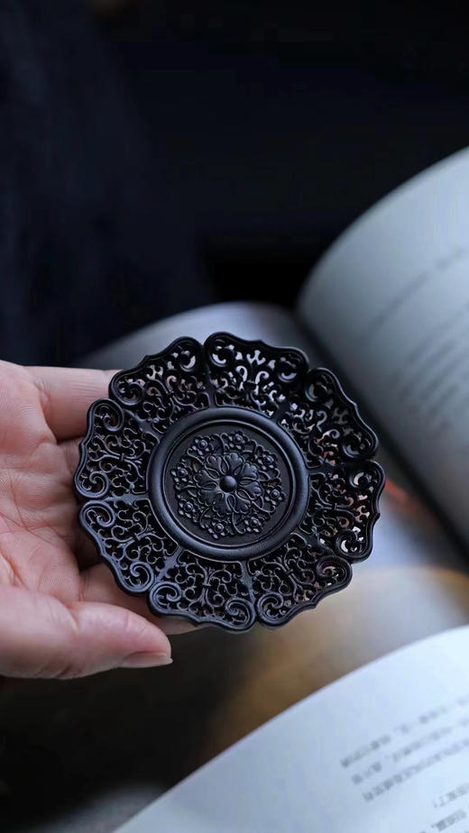 锦绣繁花°缠枝莲纹紫光檀杯垫杯托  6个/套 商品图4