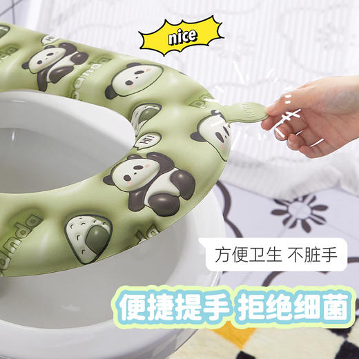 「四色可选！3D印花版」一颗开心糖EVA3D马桶垫 可爱卡通坐垫四季通用居家日用粘贴式免洗坐便器套 商品图3