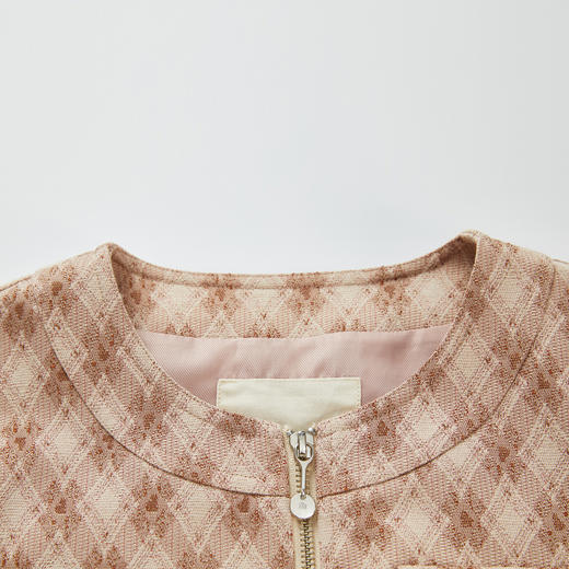 谜底短款外套女2024春新款时尚气质提花圆领宽松夹克衫241MW0121 商品图3