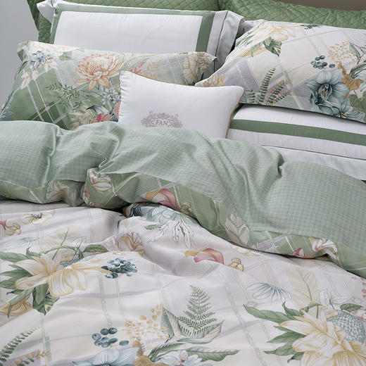 10楼 富安娜 全棉四件套-木槿萱（绿色)吊牌价1580~1680元 活动价499~599元 商品图1