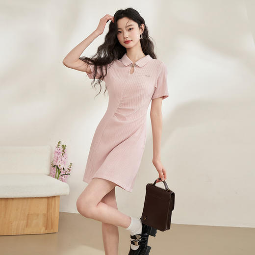 Polo领辣妹连衣裙女春季新款收腰镂空抽褶短裙V0440284 商品图3