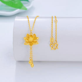 【限时克减150元】足金999 #两世欢 #小红书 5G黄金调节两世欢套链莲蓬莲蕊流苏莲花套链(AG5GTL00275)（预售产品下单后不退款不退货不换货不补差价）