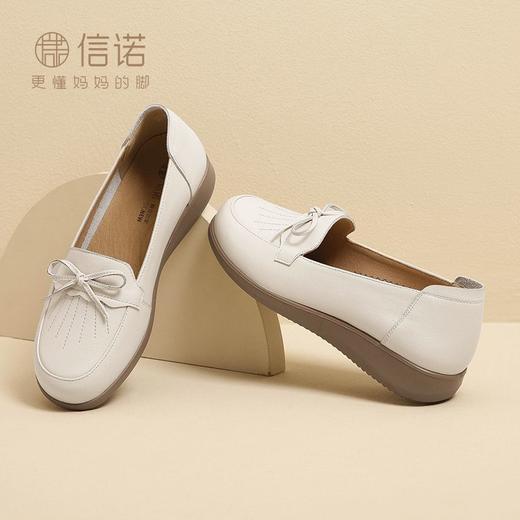 信诺真皮舒适妈妈鞋子女2024新款春季软底中老年皮鞋防滑软皮单鞋24C9811-57 商品图2
