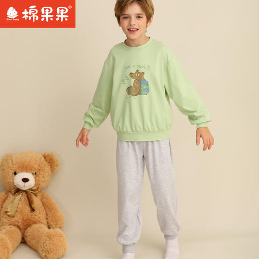 棉果果专柜同款春季新品内衣家居男宝5A抗菌抗菌套头套装M111302224751 商品图0