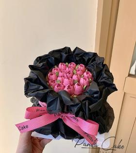 【优品系列】---【玫红黑色花束】情人节，520、七夕、女神节蛋糕
