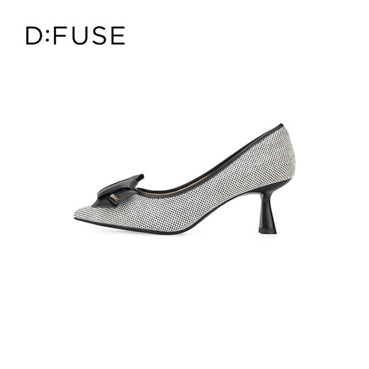 Dfuse迪芙斯2024春季新款拼色蝴蝶结麻布通勤细高跟鞋DF41111022 商品图1
