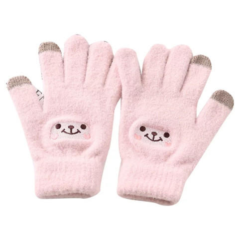 「四色可选！韩版刺绣手套」手套女学生保暖手套可触屏加绒防寒冬季可爱笑脸韩版刺绣骑行手套配饰 商品图4