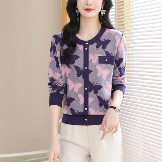 春装新款，漂亮印花针织衫女套头薄款毛衣早春上衣洋气打底衫CC-89-28191 商品图2