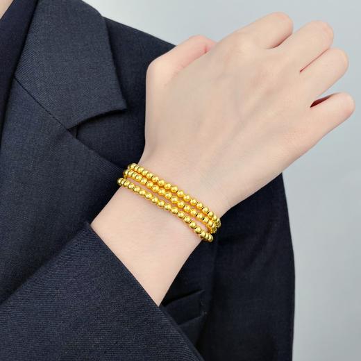 【限时克减128元】足金999.9 古法三圈小圆珠手串(大珠4.5-5mm，小珠3.5-4mm，周长约50-51cm)(GFSCW00003)补差价）预售产品下单后不退款不退货不换货不补差价 商品图2