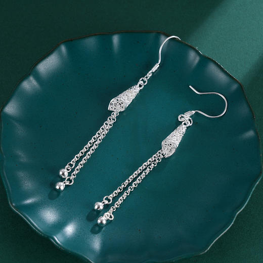 子佩集S990银【清歌妙舞】耳环【QFES035】花丝流苏长2401 商品图4