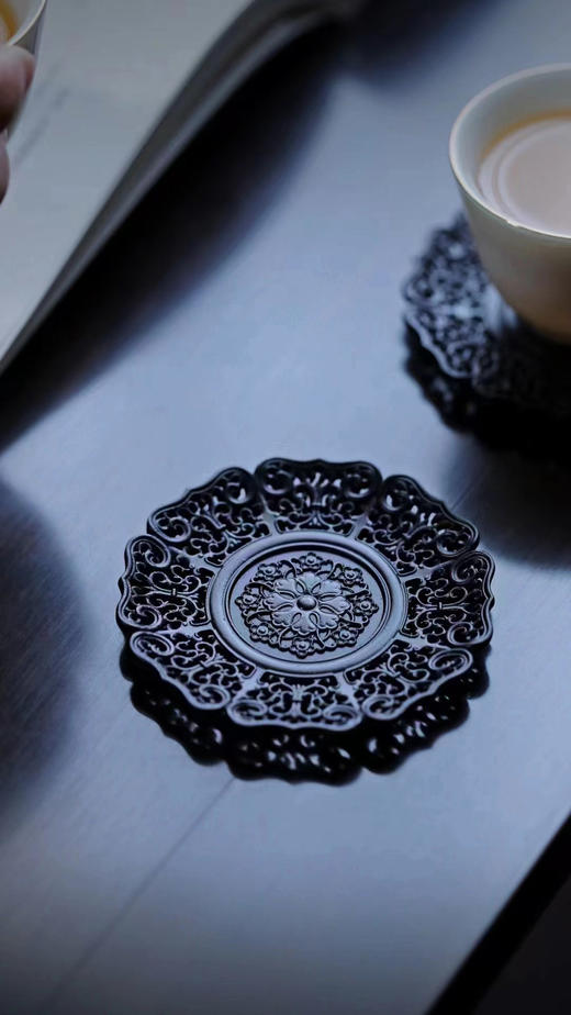 锦绣繁花°缠枝莲纹紫光檀杯垫杯托  6个/套 商品图3