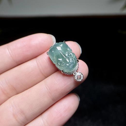 DS925翡翠吊坠-蓝水铜钱扣貔貅 商品图0