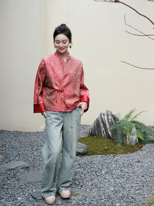 盛唐牡丹 |宋锦八达晕纹交叉外套 商品图6